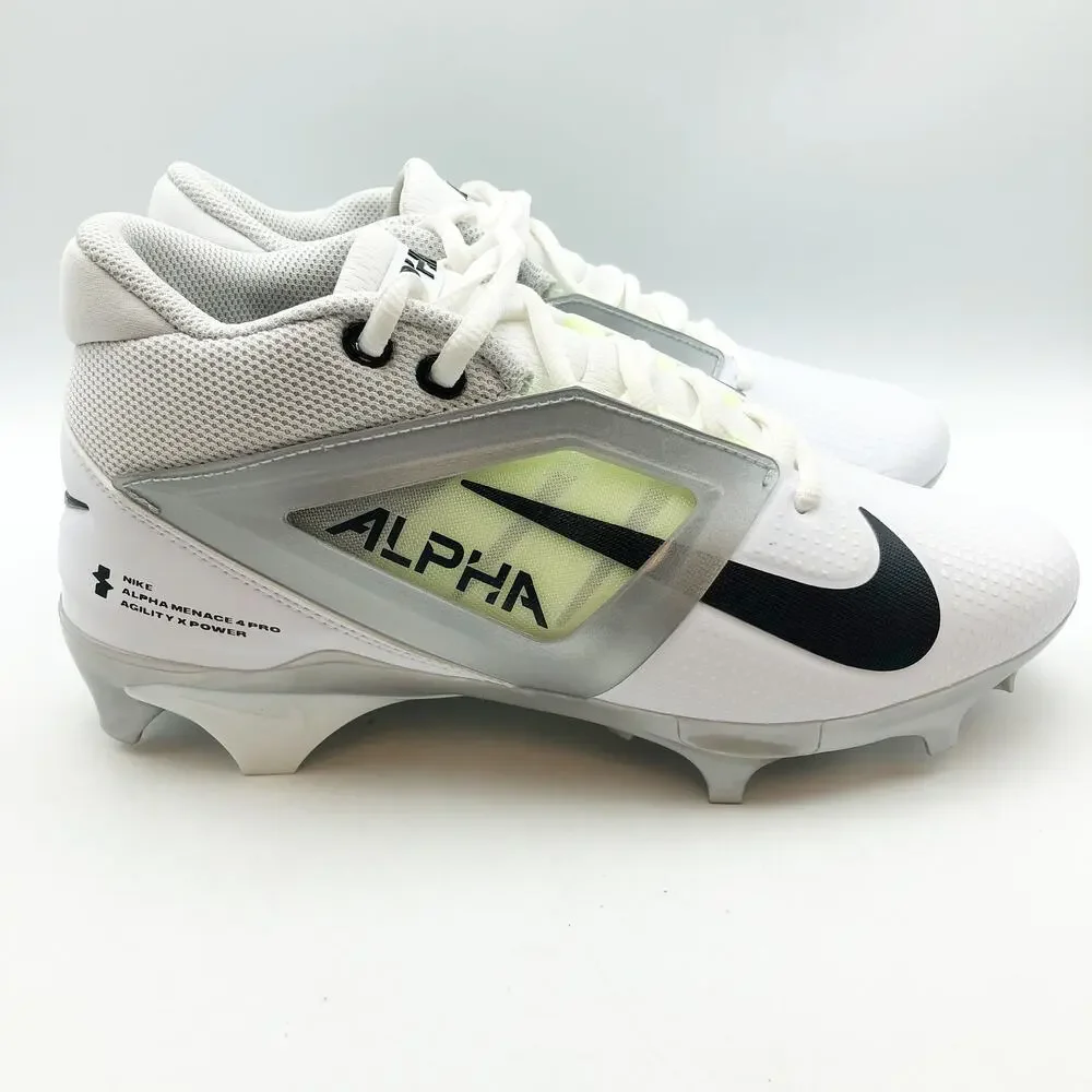 Nike Mens Alpha Menace 4 Pro Molded Football Cleats Size 11.5 White Black NWOB